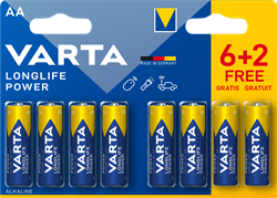 Батарейки VARTA LONGLIFE POWER LR06/АА BL6+2 (блистер 8шт) 4008496559558 - фото 103453