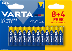 Батарейки VARTA LONGLIFE POWER LR03/ААА BL8+4 (блистер 12шт) 4008496659203 - фото 103479