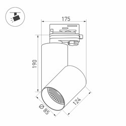 Светильник SP-POLO-TRACK-TURN-R85-15W Warm3000 (WH-BK, 40 deg) (Arlight, IP20 Металл, 3 года) 027437 - фото 106730