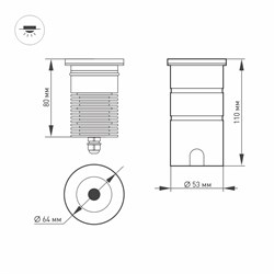 Светильник LTD-GROUND-R65-6W Warm3000 (SL, 24 deg, 230V) (Arlight, IP67 Металл, 3 года) 026449 - фото 108076