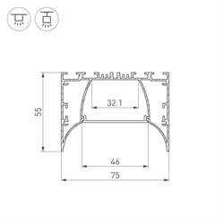 Профиль ARH-POWER-7555-COMFORT-2000 ANOD (Arlight, Алюминий) 036355 - фото 109910