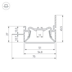 Профиль FOLED-50-WALL-2000 (Arlight, Алюминий) 035771 - фото 119819