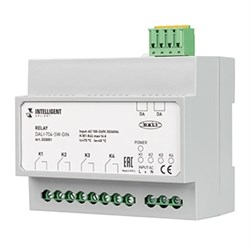 INTELLIGENT ARLIGHT Релейный модуль DALI-704-SW-DIN (BUS, 4х16A) (IARL, IP20 Пластик, 3 года) 033051-1 - фото 128039