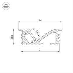 Профиль SL-BEVEL-W21-F-2000 ANOD BLACK (Arlight, Алюминий) 048997 - фото 136147