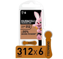 Батарейки для слуховых аппаратов Duracell ZA312-6BL (блистер 6шт) 96091463 - фото 144719