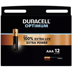 Батарейки Duracell Optimum LR03 ААА мизинчиковые BL12 (блистер 12шт) 5000394159099 - фото 144752