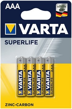 Батарейки VARTA SUPERLIFE R03 AAA BL4 (блистер 4шт) 2000000722610 - фото 144837