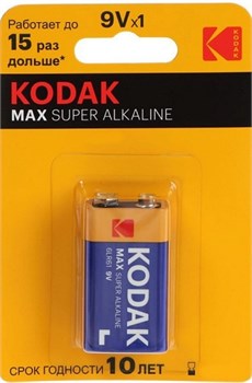 Батарейки Kodak Max 6LR61 9V Крона BL1 (блистер 1шт) 12203Б - фото 144971