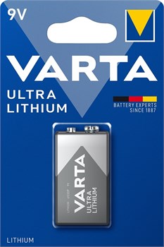 Батарейки VARTA ULTRA LITHIUM 9V BL1 Крона - (блистер 1шт) 4008496675265 - фото 145295