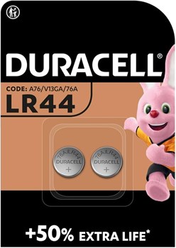Батарейки алкалиновые DURACELL LR44 BL2  (блистер 2шт) 5000394504424 - фото 146867
