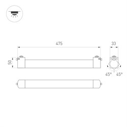 Светильник LGD-NEPTUN-2TR-L475-20W Warm3000 (BK, 100 deg, 230V) (Arlight, IP20 Металл, 5 лет) 051917 - фото 151667