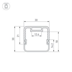 Профиль с экраном LINE-D-3030-2000 SQUARE OLIVE GREY+OPAL  (Arlight, Алюминий) 055097 - фото 152569