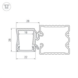 Профиль с экраном ALU-BASE-WH28-2000 ANOD+FROST (Arlight, Металл) 015460-2 - фото 152665