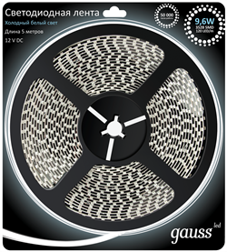 Лента LED 2835/120-SMD 9.6W  12V DC холодный белый (блистер 5м) 312000310 - фото 15568