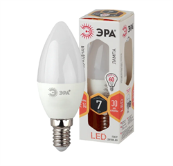 Лампа светодиодная ЭРА STD LED B35-7W-827-E14 7Вт свеча теплый белый свет Б0020538 - фото 162693