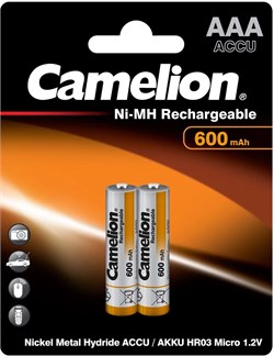 Camelion AAA- 600mAh Ni-Mh BL-2 (NH-AAA600BP2, аккумулятор,1.2В) 2695 - фото 162866
