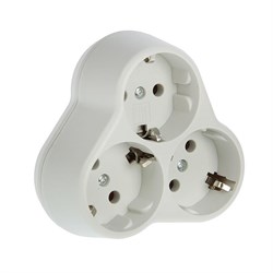Тройник на 3 гнезда с заземлением круглый 16А (АК303) UNIVersal АК303 - фото 165381