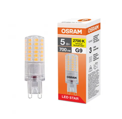 Лампа светодиодная капсула LSPIN 5W/827 170-250V CL G9 OSRAM 4099854323713 - фото 165787