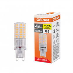Лампа светодиодная капсула LSPIN 4,5W/827 170-250V CL G9 OSRAM 4099854323621 - фото 165866