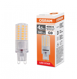 Лампа светодиодная капсула LSPIN 4,5W/840 170-250V CL G9 OSRAM 4099854323652 - фото 165871