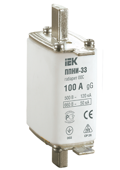 Плавкая вставка предохранителя ППНИ-33, габарит 00С, 100А DPP11-100 IEK DPP11-100 - фото 165947