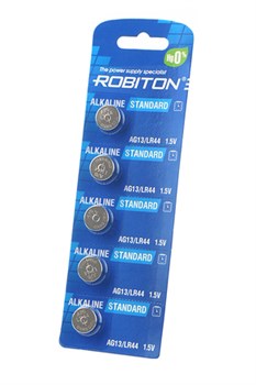 ROBITON STANDARD R-AG13-0-BL5 (0% Hg) AG13 LR44 357 A76 МЦ-1154 BL5(блистер  5шт) 16948-1 - фото 166508
