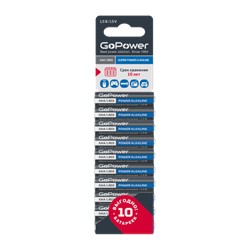 Батарейка GoPower LR03 AAA BL10 Alkaline 1.5V (10/60/360) (в блистере 10шт) 00-00019864 - фото 168256