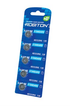 ROBITON STANDARD R-AG12-0-BL5 (0% Hg) AG12 LR43 386 186 МЦ-1142 BL5(блистер 5шт) 16947 - фото 168398