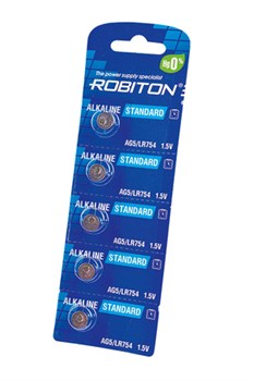 ROBITON STANDARD R-AG5-0-BL5 (0% Hg) AG5 LR754 393 LR48 BL5(блистер 5шт) 16952 - фото 168400