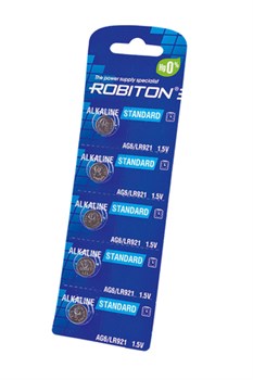 ROBITON STANDARD R-AG6-0-BL5 (0% Hg) AG6 LR921 370 LR69 МЦ-921 BL5(блистер 5шт) 16953 - фото 168401