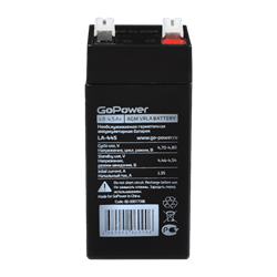 Аккумулятор свинцово-кислотный GoPower LA-445 4V 4.5Ah клеммы T1/ F1 (1/20) 00-00016678 - фото 168419