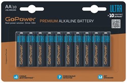 Батарейка GoPower ULTRA LR6 AA BL10 Alkaline 1.5V (10/100/800)(блистер 10шт) 00-00026395 - фото 168433