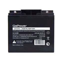 Аккумулятор свинцово-кислотный GoPower LA-12180 12V 18Ah клеммы под болт M5 (1/2) 00-00016677 - фото 168460