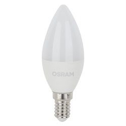 Лампа светодиодная OSRAM LED Star, 470лм, 5Вт (замена 40Вт), 6500К (холодный белый свет). Цоколь E14, колба B, угол пучка 200°. Исполнение колбы матовое, пластик. Напряжение питания 170-250В. Стабильный световой поток 170-250В; работает с выключателе 4058075696112 - фото 168763
