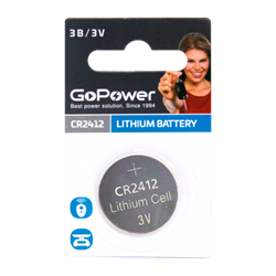 Батарейка GoPower CR2412 BL1 Lithium 3V (1/5/500) (блистер 1шт) 00-00021266 - фото 169372