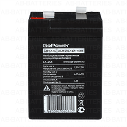 Аккумулятор свинцово-кислотный GoPower LA-645 6V 4.5Ah клеммы T1/ F1 в картонной упаковке 00-00026686 - фото 169897
