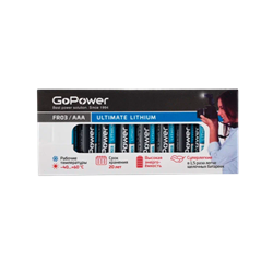 Батарейка GoPower FR03 AAA BOX10 Lithium 1.5V (10/800)(коробка 10шт) 00-00024457 - фото 170044