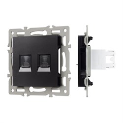 Механизм компьютерной розетки двойной SCT-MPC2-PL-BK (RJ-45, CAT6) (Arlight, -) 045337 - фото 170419