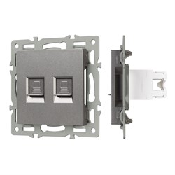 Механизм компьютерной розетки двойной SCT-MPC2-PL-GR (RJ-45, CAT6) (Arlight, -) 045338 - фото 170679