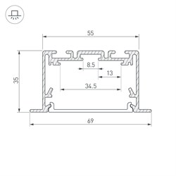 Профиль S2-LINIA69-F-2500 SEAMLESS ANOD (Arlight, Алюминий) 029470-1 - фото 171666