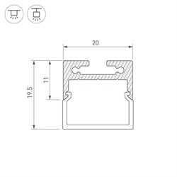 Профиль с экраном SL-LINE-2011M-2500 BLACK+OPAL SQUARE (Arlight, Алюминий) 027993-1 - фото 171997