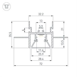 Профиль с экраном STRETCH-CEIL-CENTER-S-1000 (Arlight, Алюминий) 044273 - фото 172552