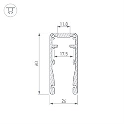 Профиль ALU-HANDRAIL-2000 FOR GLASS 17.5 (Arlight, Алюминий) 015477-1 - фото 172904