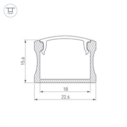 Профиль с экраном ALU-WIDE-H15-2000 ANOD+FROST (Arlight, Алюминий) 014848-1 - фото 172921