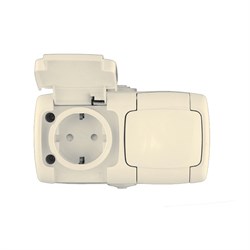 Рондо О/У бел розетка с/з с крышкой 2-ая IP44 16А RA16-227B-BI-1 - фото 17304