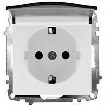 Zena бел. розетка c защитной крышкой с/з механизм 609-010200-218 - фото 17352