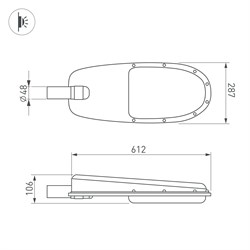 Светильник OXOR-ELFA 611х288-108W Day5000 (GR, 144x61 deg, 230V) IP65 (Arlight, -) 052251 - фото 174287
