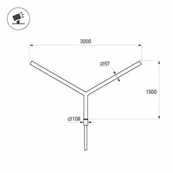 Кронштейн OXOR-SY2-3000x108-L1500 BLACK (Arlight, Сталь) 051659 - фото 174474