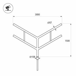 Кронштейн OXOR-SY4-3000x108-L1500 BLACK (Arlight, Сталь) 051665 - фото 174519