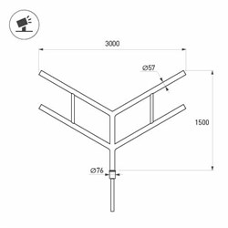 Кронштейн OXOR-SY4-3000x76-L1500 BLACK (Arlight, Сталь) 051664 - фото 174531